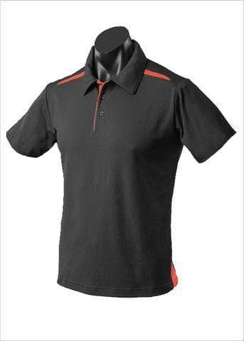 Aussie Pacific Men's Paterson Corporate Polo Shirt 1305 Casual Wear Aussie Pacific Black/Orange S 